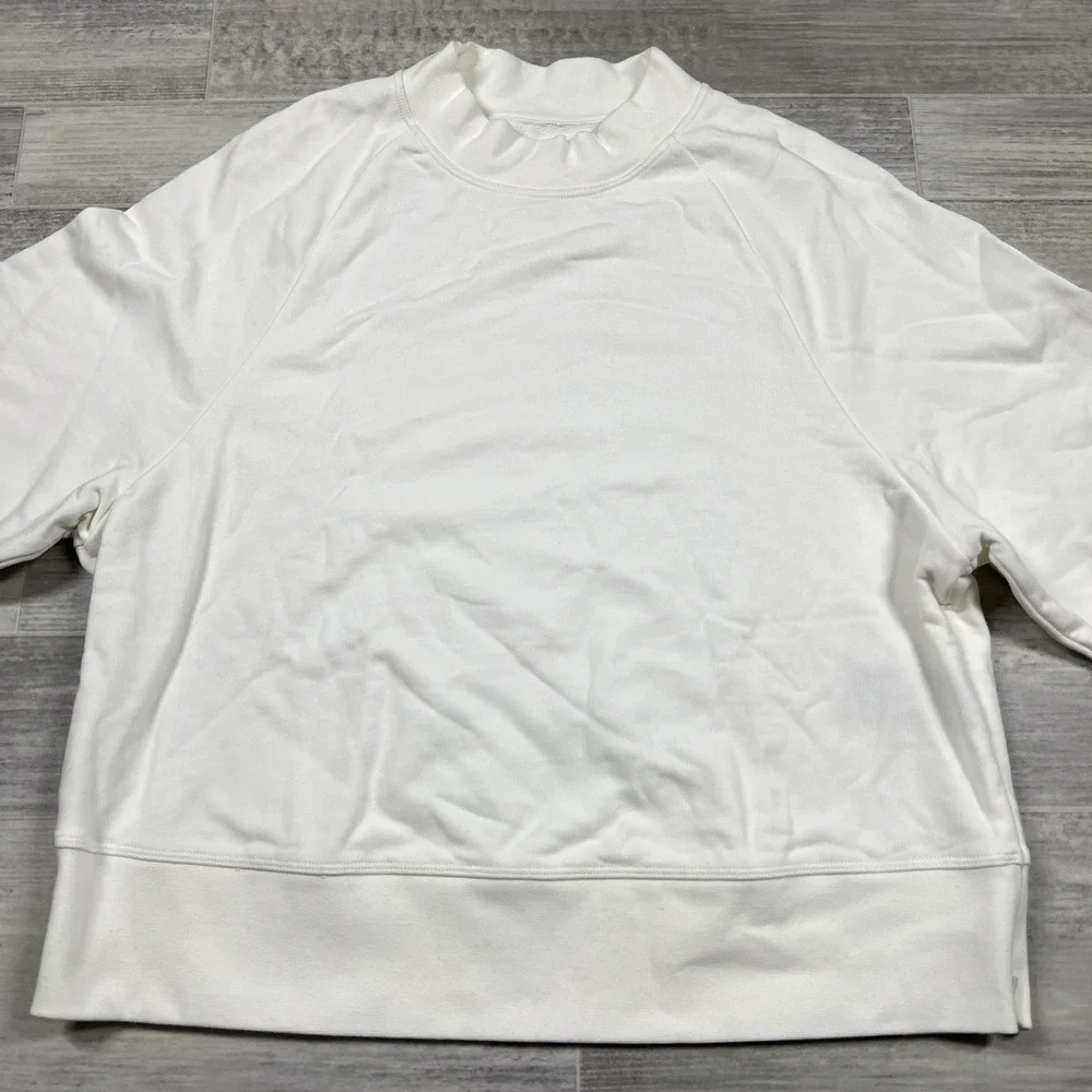 On Cloud Pullover Crew Neck White‎ Sweater French Terry Women's Large NWOT